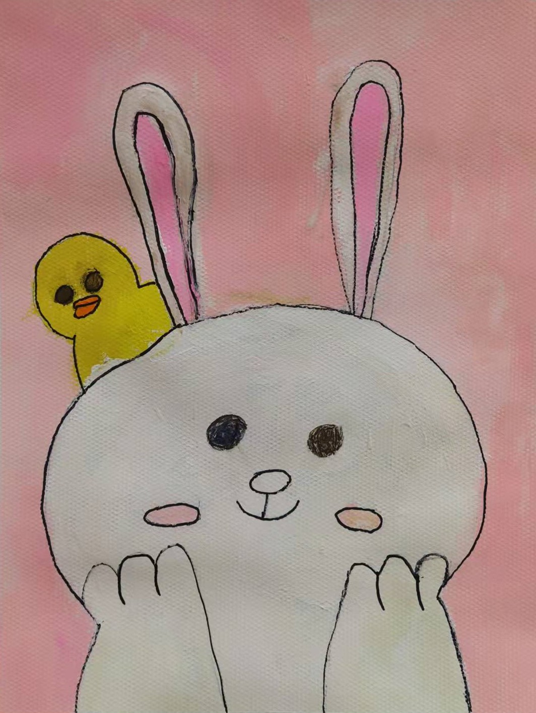 美术作品-粉红兔子